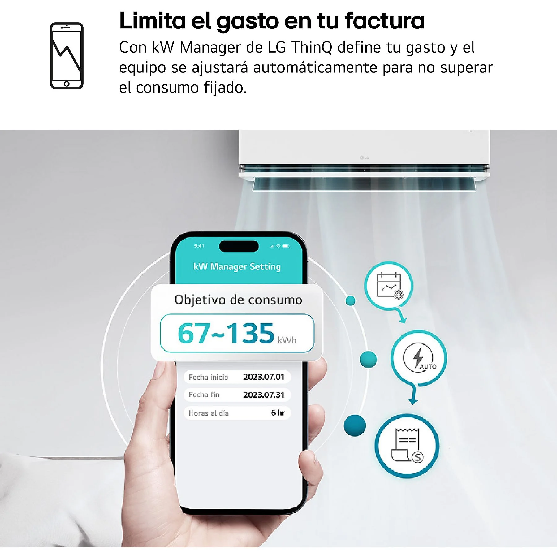 Aire acondicionado Split 1 x 1 - LG MAGNA09SX.SET, 2150 fg/h, Freeze Cleaning, Wi-Fi, Blanco - Imagen 6