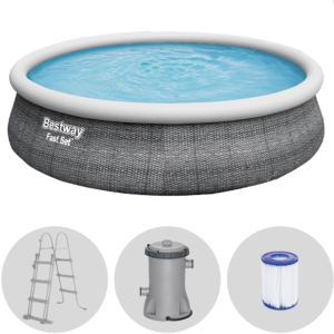 Bestway Fast Set 57372 - Ø457x107 cm - Piscina hinchable + Bomba filtro 29 W y escalera